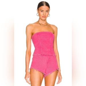 Superdown strapless denim top